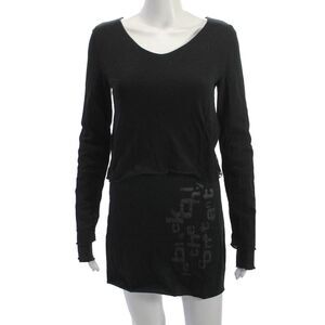 Studio B3 Women Sweater Dress Black V-Neck Long Sleeve Gothic Cotton Size 32